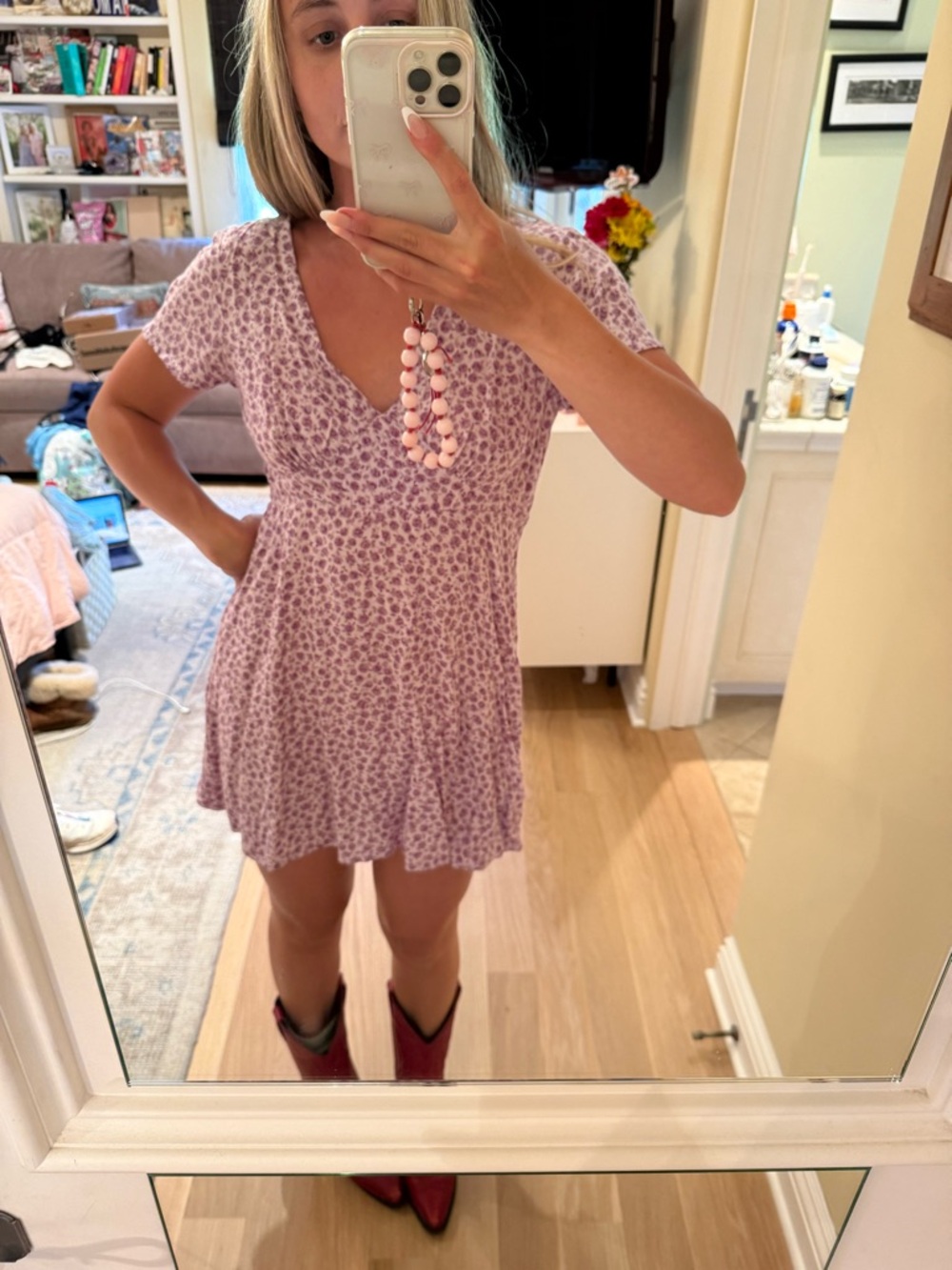 Motel Rocks Lavender Rose Print Mini Dress